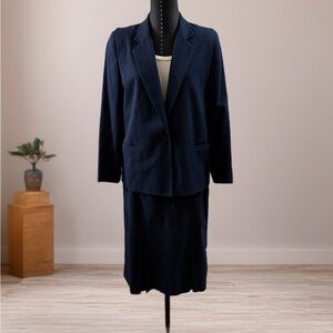 Classic Navy Women's Blazer and Skirt Set